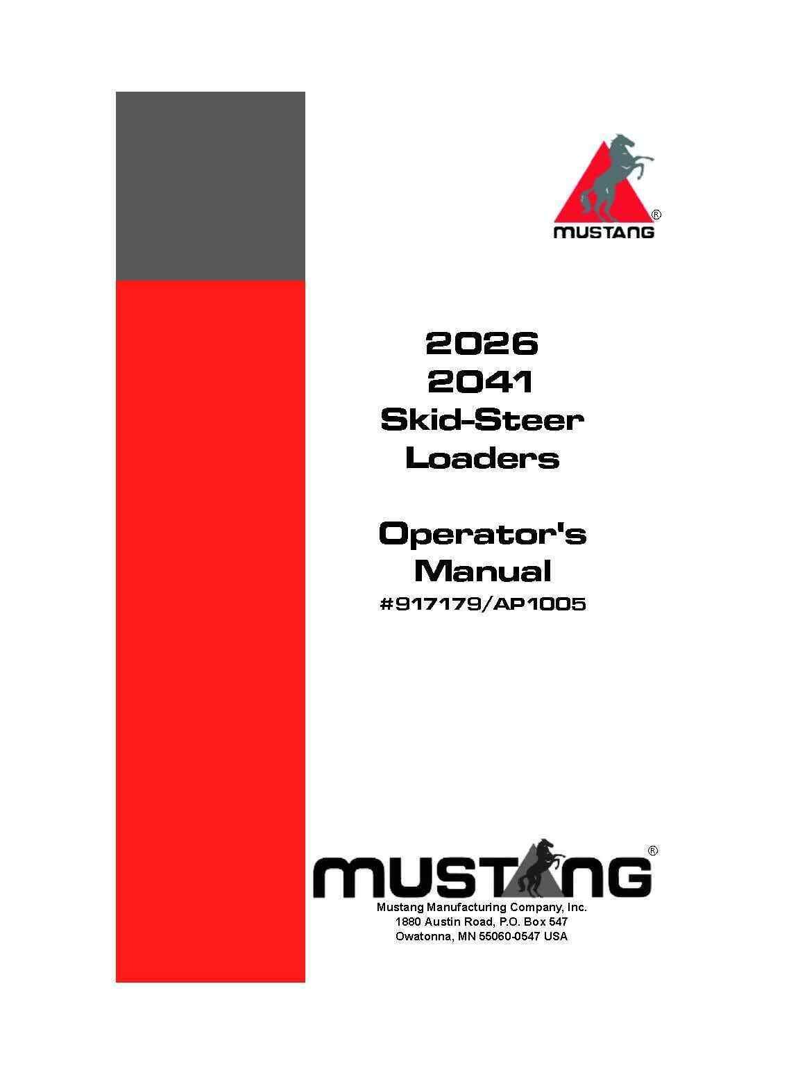 Mustang 2026 2041 Skid-Steer Loaders Operators Manual -Workshop Service