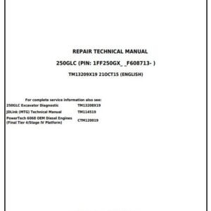 John Deere 250GLC Excavator Service Repair Technical Manual