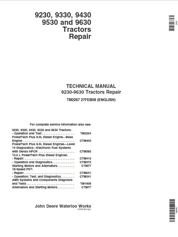 john deere 9230 9330 9430 9530 9630 tractors repair technical manual.png
