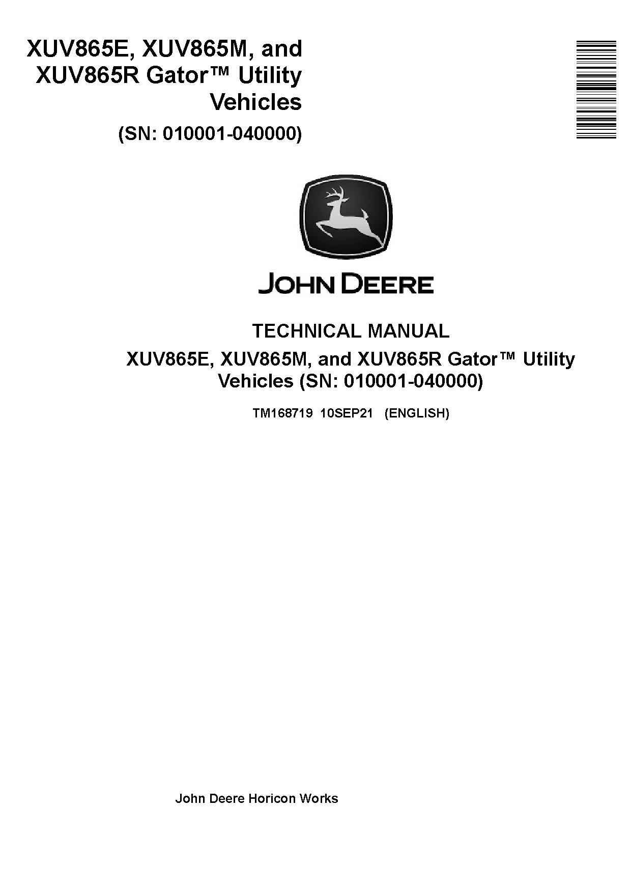 John Deere HPX615E Gator Utility Vehicles Repair Technical Manual